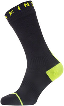 SealSkinz Waterproof All Weather Mid Length with Hydrostop Socks - Small, Black/Neon Yellow